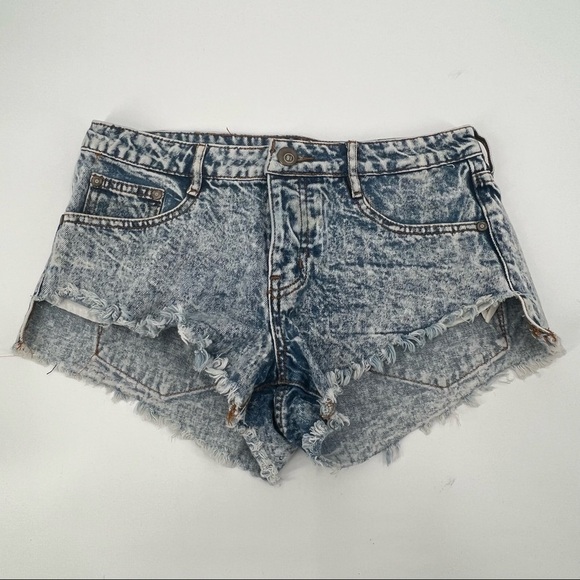 Cotton On Marbled Button Fly The Frayed Mid Rise Jean Shorts Size 4 Women’s - Picture 1 of 9